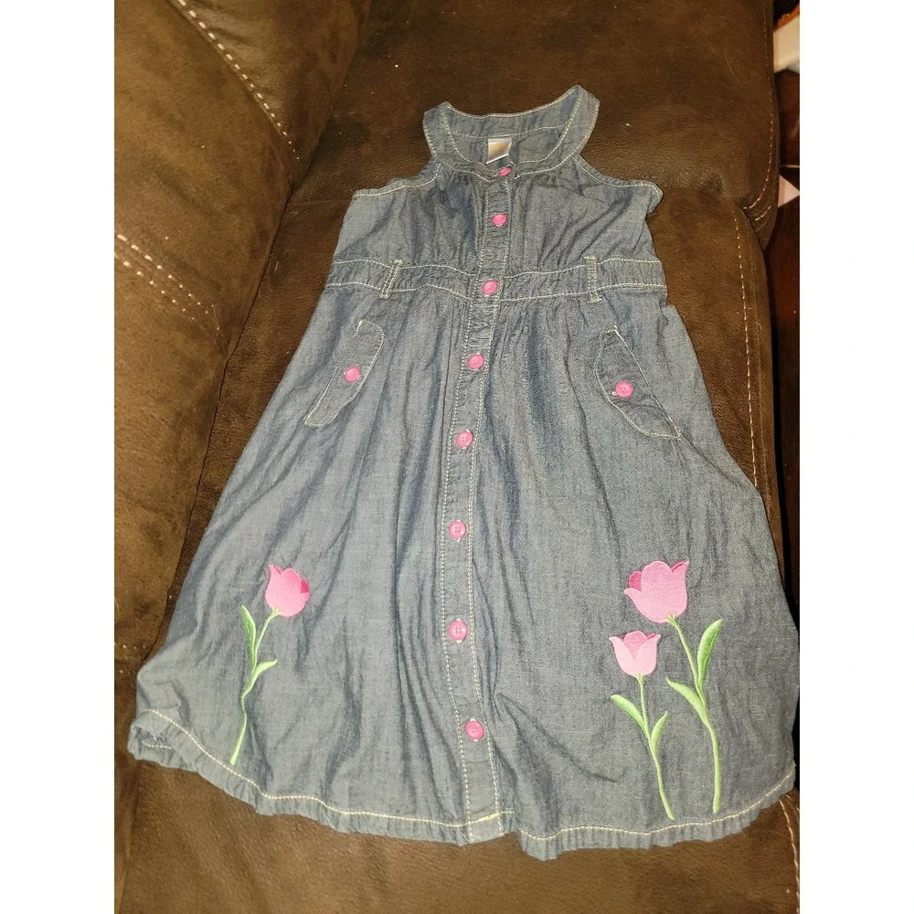 Gymboree bright tulip denim dress‎ size 9